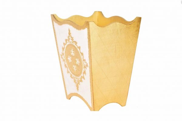 ITALY WOODEN BASKET GOLD WHITE - Image 2