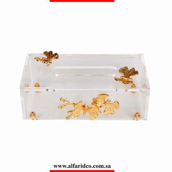 Tissue Box Acrylic Butterfly Gold