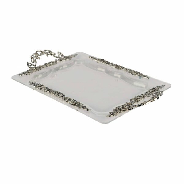 ⁦Acrylic Rect Tray Medium Size Zek Zak Clear Mottef Silver⁩ - الصورة ⁦2⁩