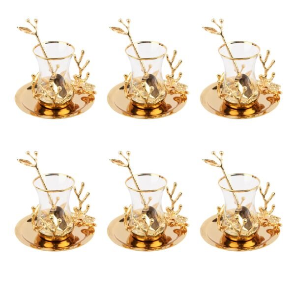 6 PCS TEAT WITH SAUCER GOLD GRAPE LEAF MODEL