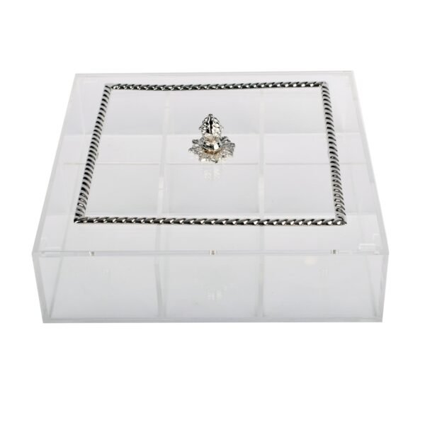 ACRYLIC SQ BOX SIZE 25X25 CM SILVER