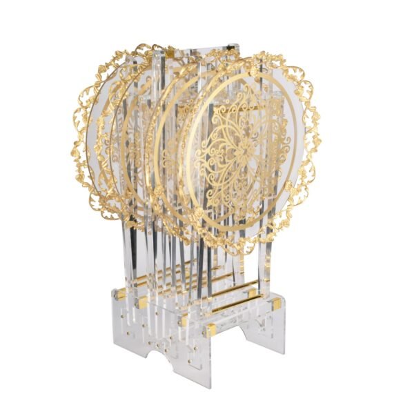 4 PCS ACRYLIC TABLE SET ROUND TAJ GOLD