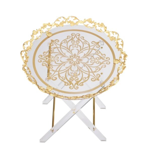 4 PCS ACRYLIC TABLE SET ROUND TAJ GOLD - Image 2