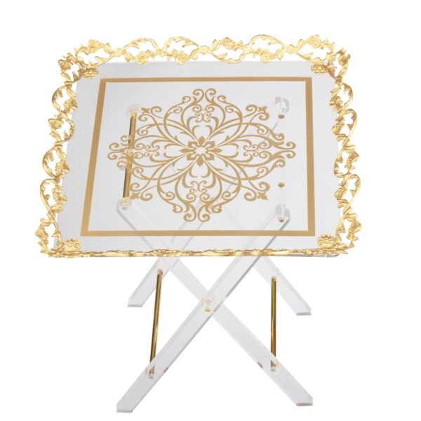 4 PCS ACRYLIC TABLE SET SQ TAJ GOLD - Image 2