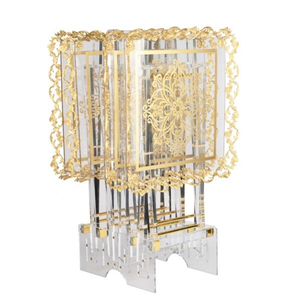 4 PCS ACRYLIC TABLE SET SQ TAJ GOLD