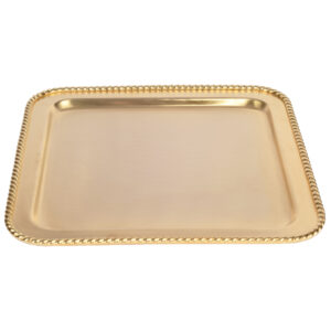 صينية مربعة مقاس كبير موديل كورد لون ذهبي مطفي