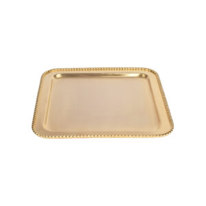 صينية مربعة مقاس صغير موديل كورد لون ذهبي مطفي