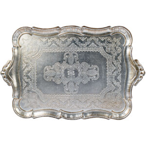 صينية تقديم خشب ايطالي مستطيلة لون فضي