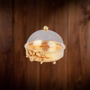 تمرية أكرليك بقاعدة نحاس موديل أوراق لون ذهبي