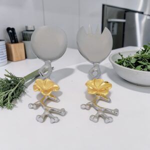 طقم ملاعق تقديم قطعتين موديل توليب لون فضي ذهبي