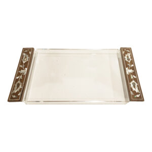 صينية تقديم أكرليك مستطيلة بيدين مصدفة مقاس كبير