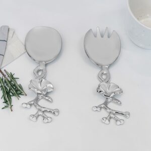 طقم ملاعق تقديم قطعتين موديل توليب لون فضي